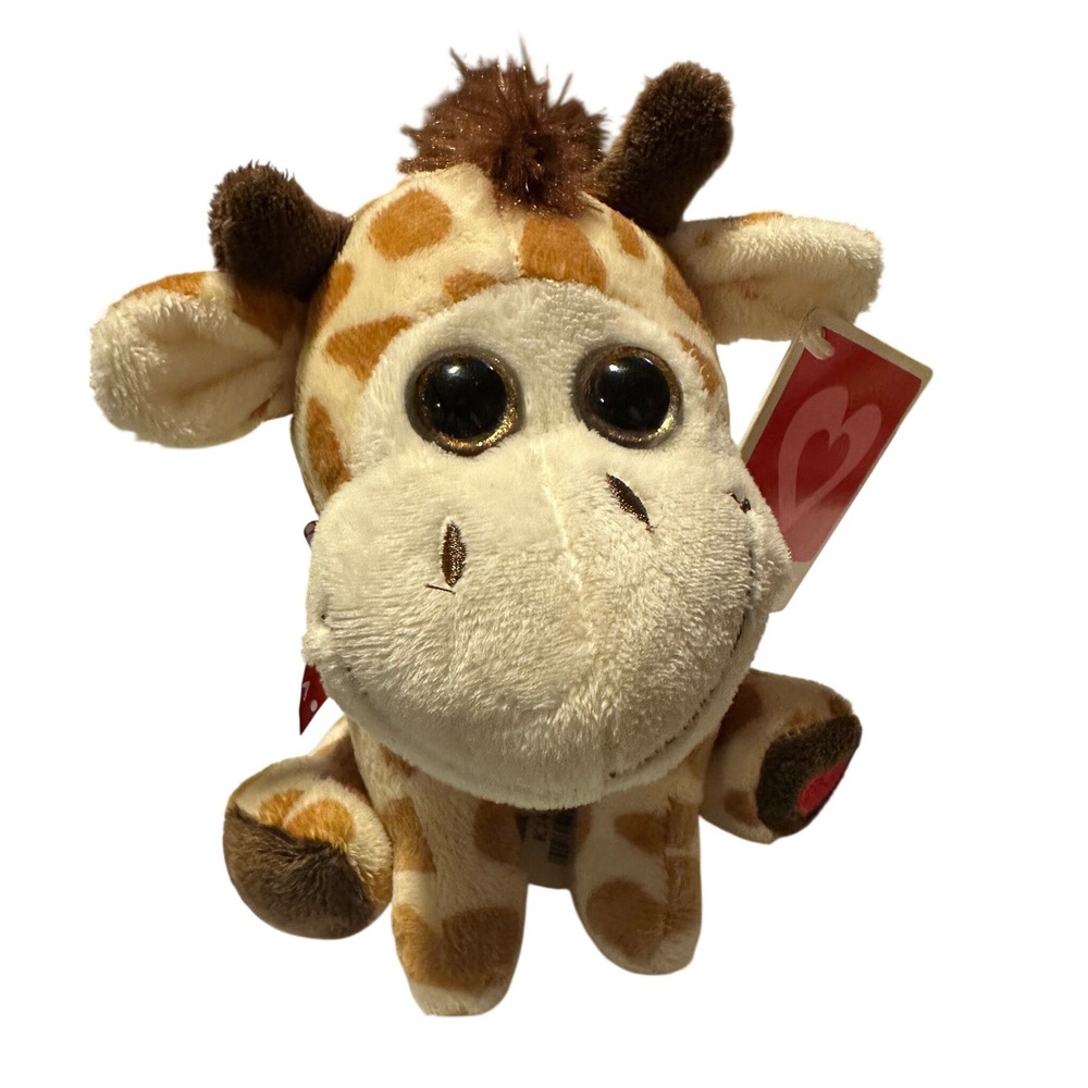 Walmart‎ Big Eye Animal Giraffe Plush Gold Glitter Eyes Valentine Heart Bow NEW